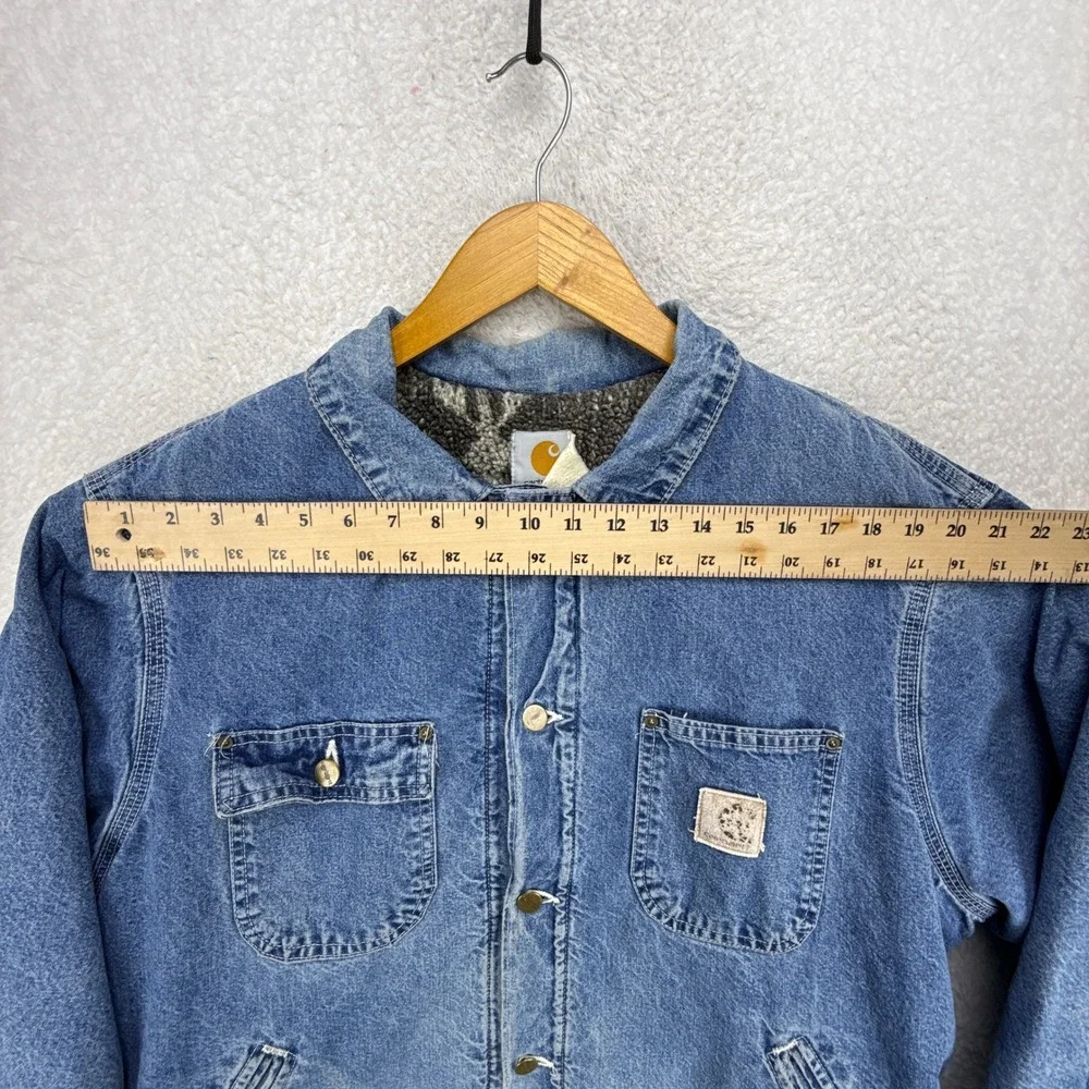 Carhartt Trucker Chore Jacket Aztec Pile Lined Mens Large JP1088 Darkstone Blue - Picture 8 of 16